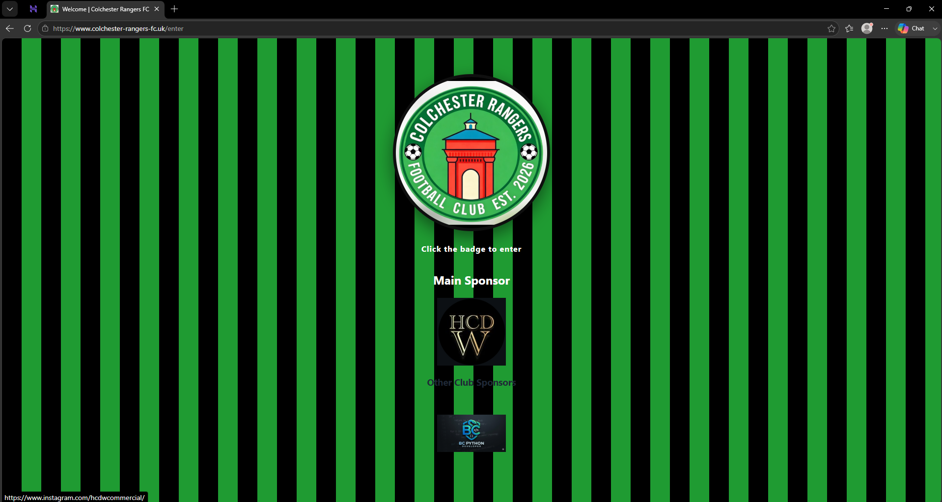 Colchester Rangers Website Screenshot